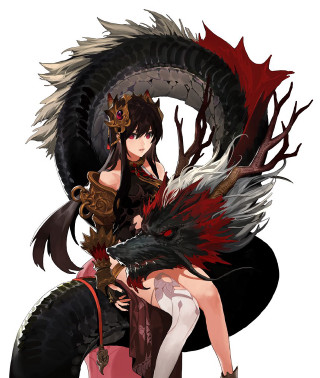 Woman dragon sword demon sitting - a dragon free wallpaper for mobile