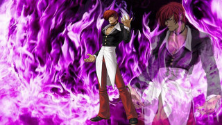 Anime characters purple background flames 2 - two anime character free wallpaper for desktop