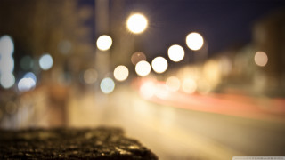 Blurry night street lights sidewalk - tonalism free wallpaper for desktop