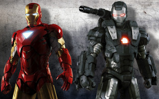 Iron man suits standing wall - its hand free wallpaper