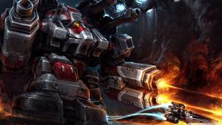 Large robot gun fire dark - a fireball free wallpaper