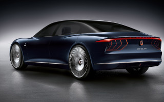 Blue car retrofuturism digital rendering - concept design free wallpaper