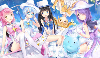 Anime girls cloud blue ball - a blue ball free wallpaper