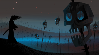 Skeleton person walking field night - grim free wallpaper for desktop