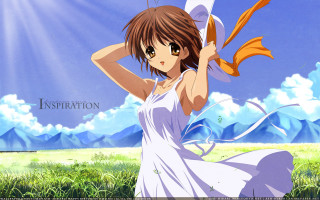 Woman white dress sword field 2 - the background and a sky free wallpaper