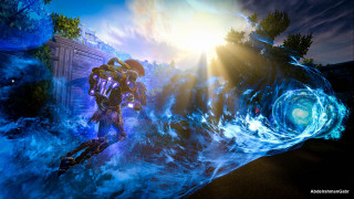 Man suit blue wave brightlight - epsylon point free wallpaper