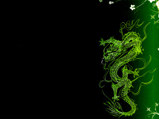 Green dragon black background white - the edge free wallpaper