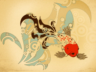 Fish pattern wave background fish - body free wallpaper