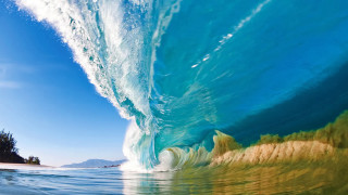 Large wave breaking beach island - free textures wallpaper for desktop