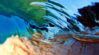Wave blue sky sand brown - sand free wallpaper