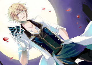 Man holding card moon background - a card free wallpaper