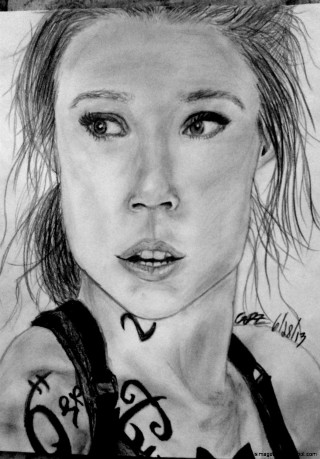 Girl bowtie tattoo arm chest - a charcoal drawing free wallpaper