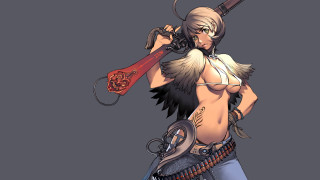 Woman gun bird shoulder sword - cel free wallpaper for desktop