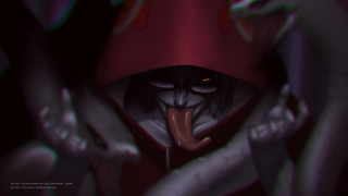 Cartoon character tongue sticking hood - high detail free wallpaper