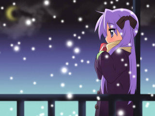 Snowy balcony woman kykukawa winter - winter free wallpaper