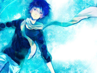 Man blue hair scarf blue - his neck free wallpaper