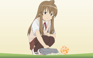 Girl sitting suitcase tie head 2 - a message free wallpaper