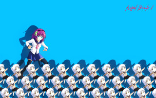 Woman walking birds sky blue - a large group free wallpaper