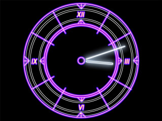 Purple clock black background white - retrofuturism free wallpaper