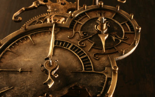 Clock wooden background closeup dark - a detailed matte painting free wallpaper