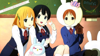 Anime girls bench bunny blackboard 2 - a bench free wallpaper for desktop