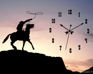 Cowboy silhouette horse lasso clock - boleslaw cybi free wallpaper