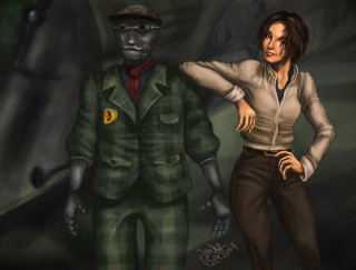 Man woman cave suit tie - a cave free wallpaper