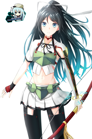 Anime girl long hair sword 6 - a green outfit free wallpaper