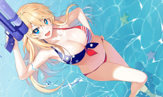 Cartoon girl bikini blue object - a blue object free wallpaper
