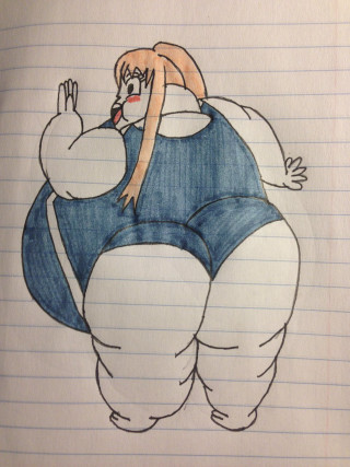 Fat woman blue jumpsuit hand - a hand free wallpaper for mobile