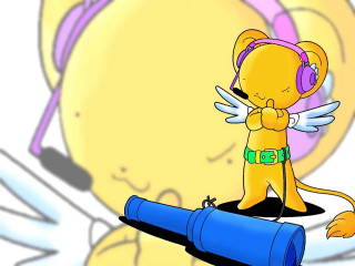 Cartoon character headphones telescope yellow - a telescope free wallpaper