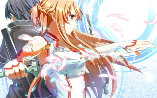 Woman long hair sword man - long hair holding free wallpaper