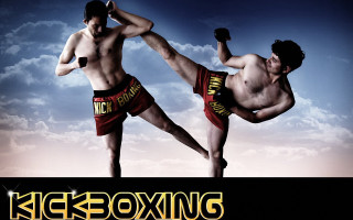Kickboxers fighting sky background title - anson maddock free wallpaper