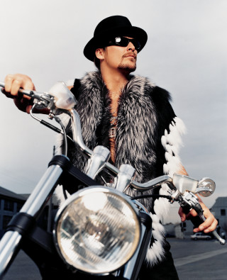 Fur vest hat motorcycle david - transgressive art free wallpaper for mobile