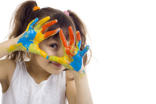 Little girl hands face covered - a childs drawing free wallpaper