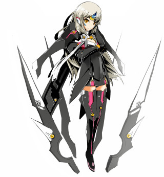 Woman black outfit sword hand - official free wallpaper for tablet