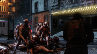 Zombies city street man woman - over them free wallpaper