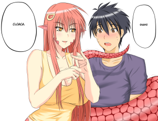 Anime couple bed snake head - tentacle free wallpaper