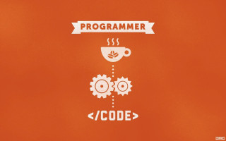 Red background coffee cup gears - a banner free wallpaper