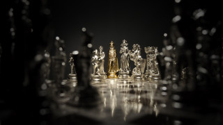 Chess board golden figure black - white dot free wallpaper