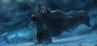 Man black cloak sword snowy - snow free wallpaper for desktop