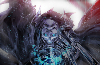 Demon blue eyes horns wings - horn free wallpaper