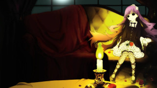 Cartoon girl couch candle table - a candle free wallpaper