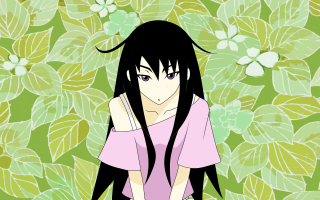 Girl black hair flower leaves - hair free wallpaper