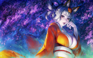 Woman cat ears red top - artgerm free wallpaper