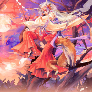 Woman red dress white umbrella - fantasy art free wallpaper for tablet
