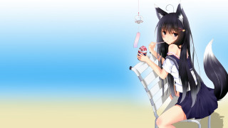Anime girl beach chair drink - a beach chair free wallpaper