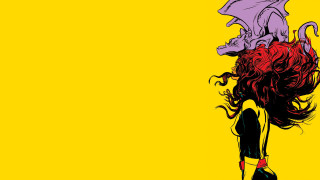 Woman purple umbrella yellow background - umbrella free wallpaper