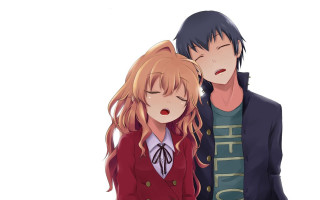 Anime couple characters eyes closed - the others head free wallpaper