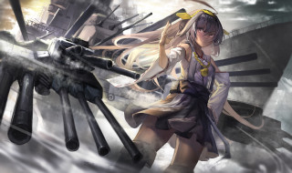 Girl long hair gun ship - a ship free wallpaper